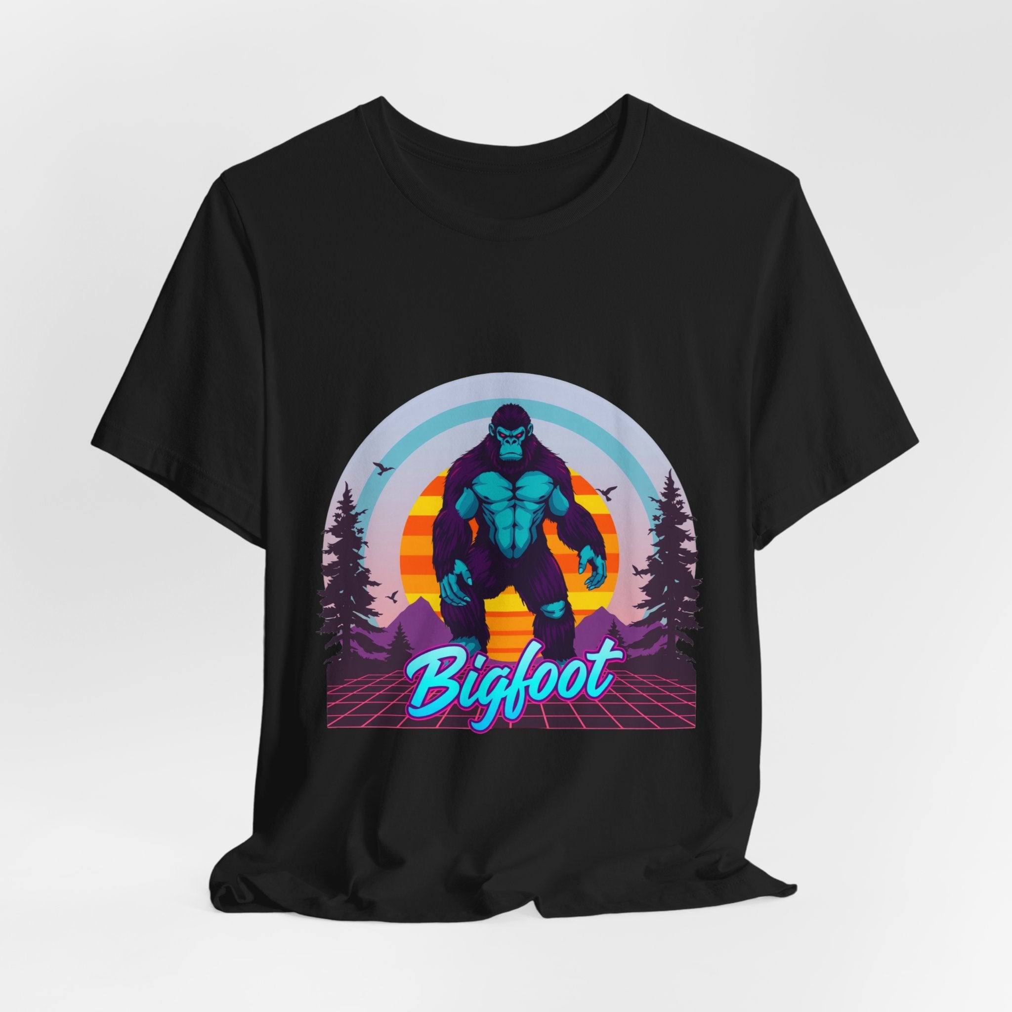Bigfoot Synthwave T-Shirt | Retro 80s Cryptid Tee
