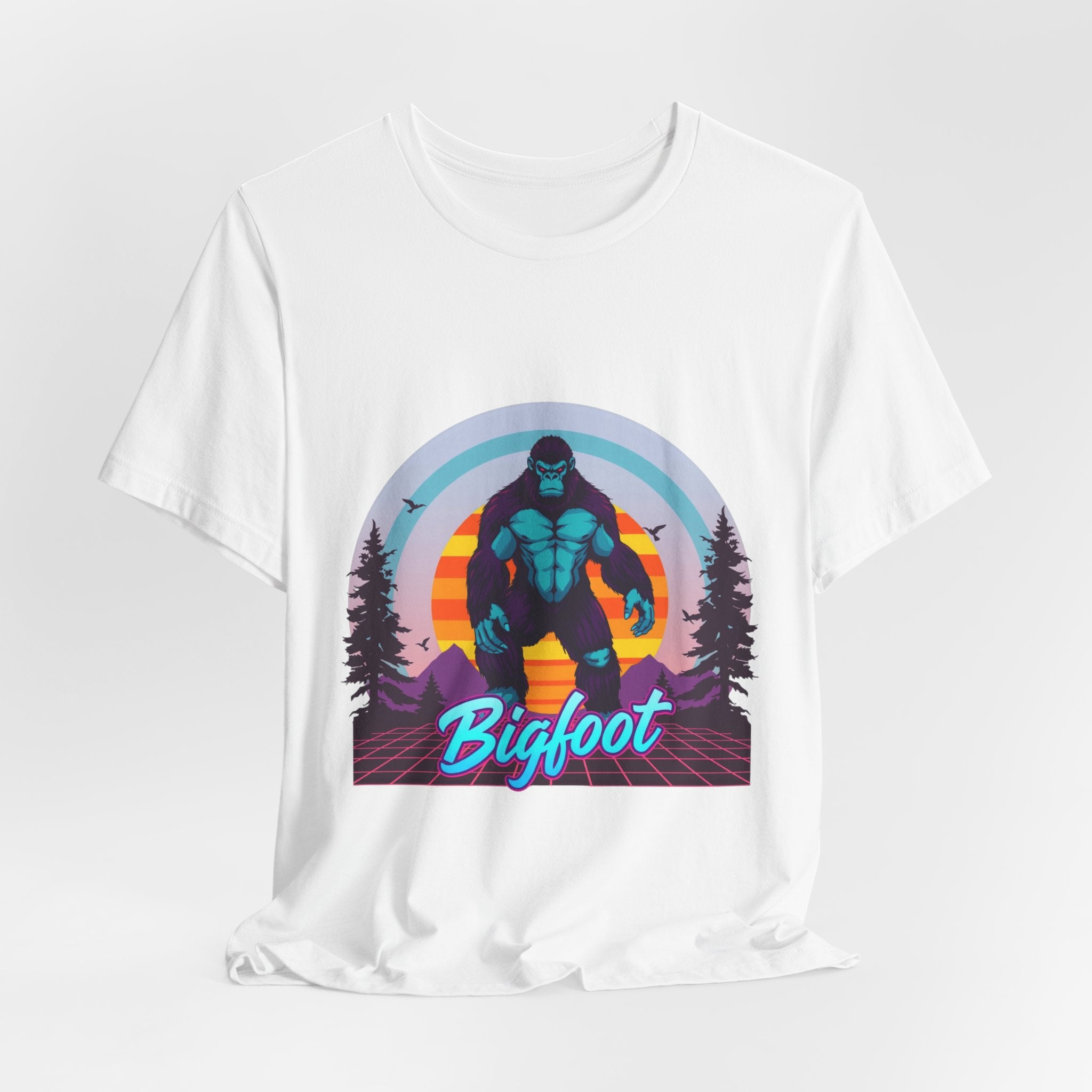 Bigfoot Synthwave T-Shirt | Retro 80s Cryptid Tee