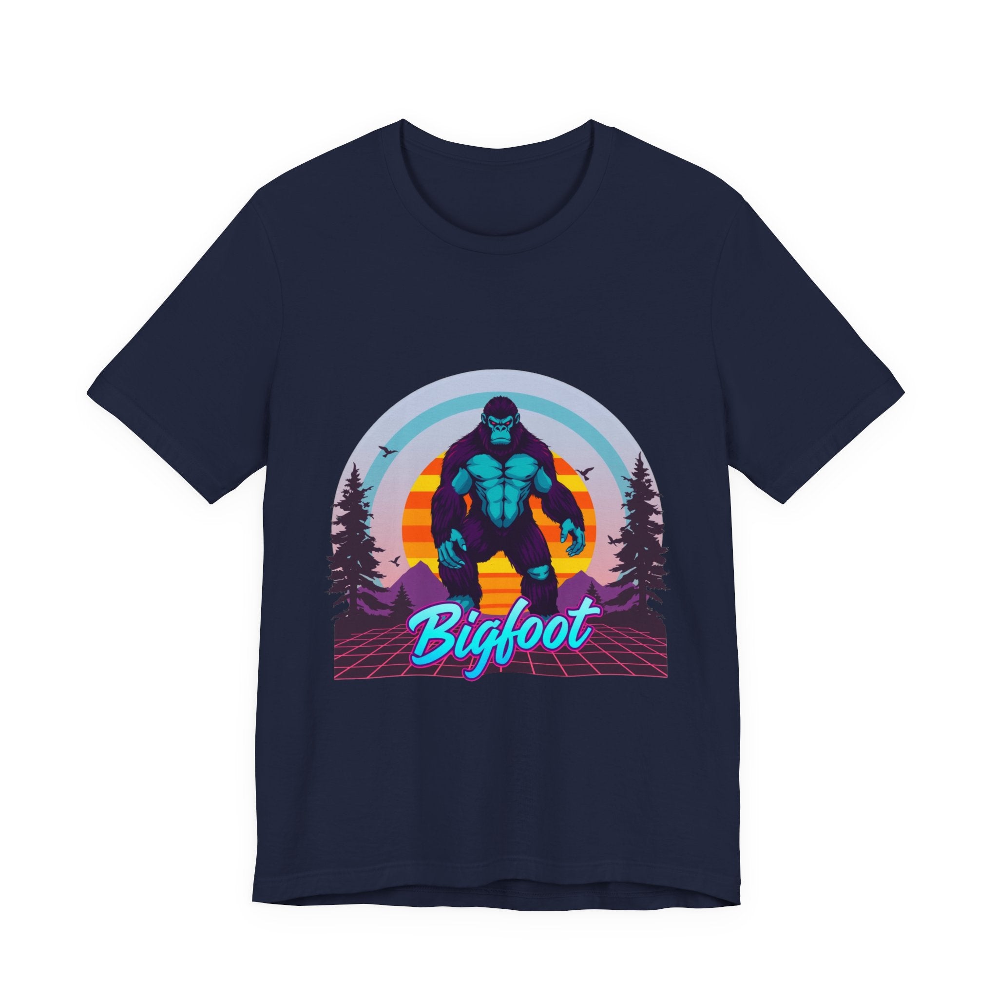 Bigfoot Synthwave T-Shirt | Retro 80s Cryptid Tee